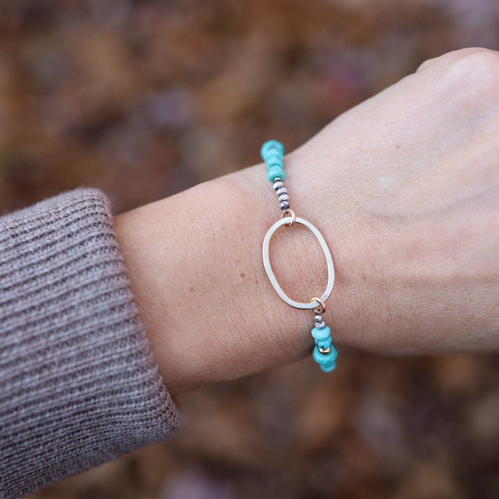 BRC-GF Gold Fill Oval, Sterling Silver & Turquoise Bracelet