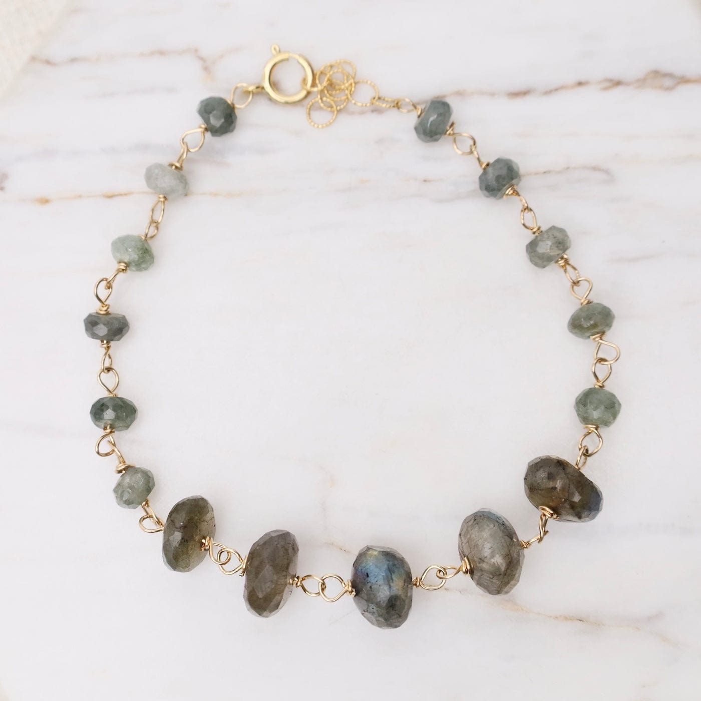 BRC-GF Gold Filled Chunky Labradorite & Aquamarine Hand-t