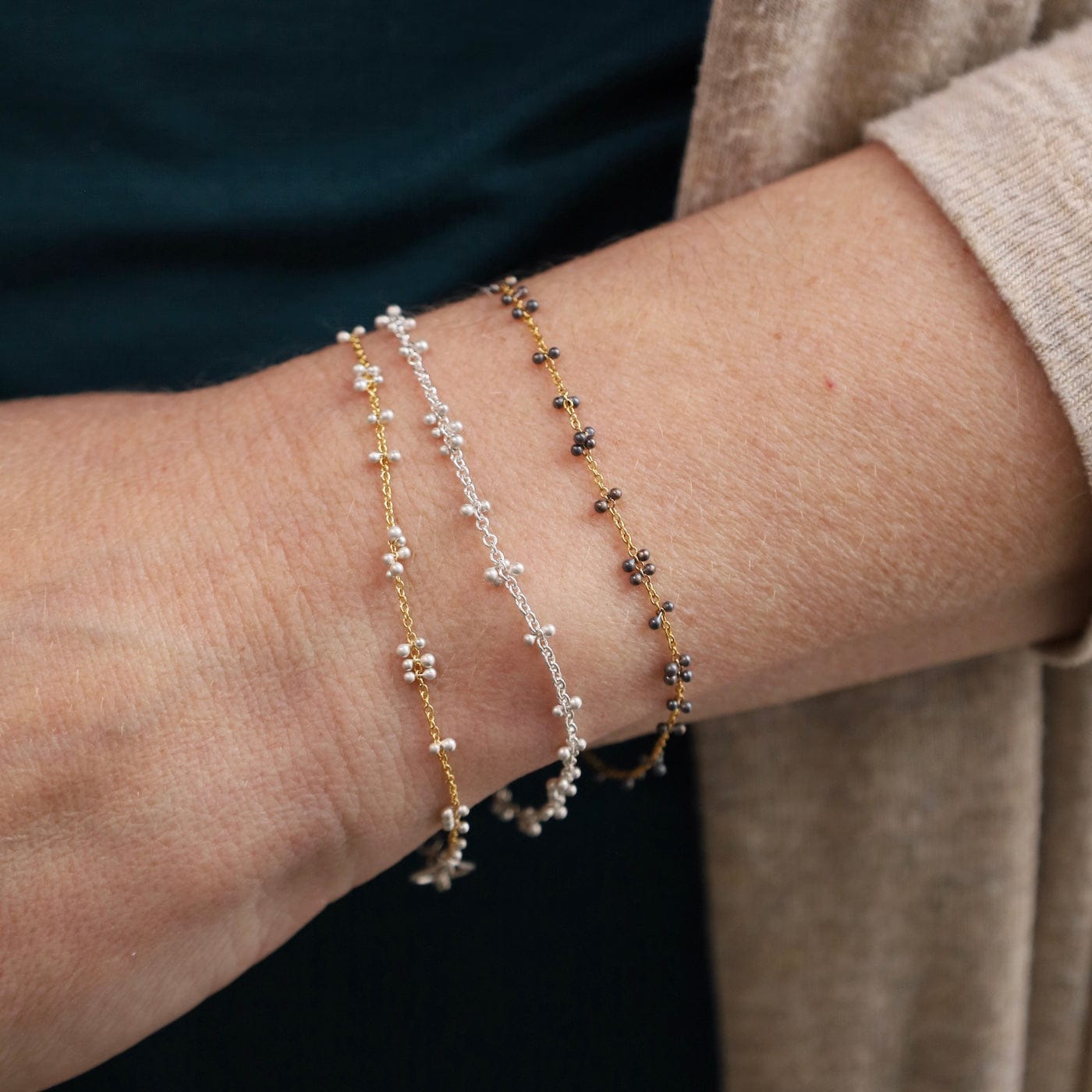 BRC-GF Gold Filled & Oxidized Silver Scattered Caviar Bra