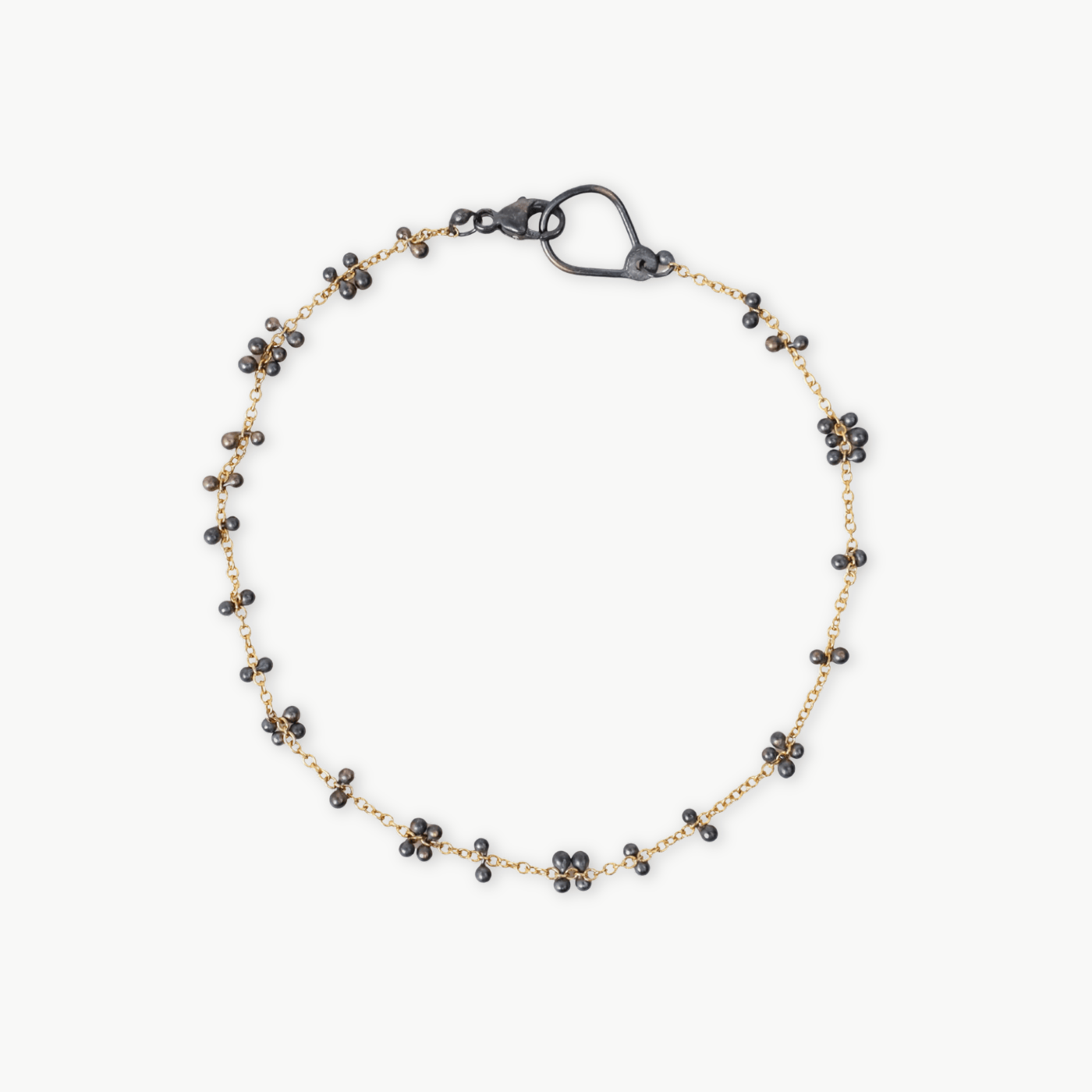 BRC-GF Gold Filled & Oxidized Silver Scattered Caviar Bracelet