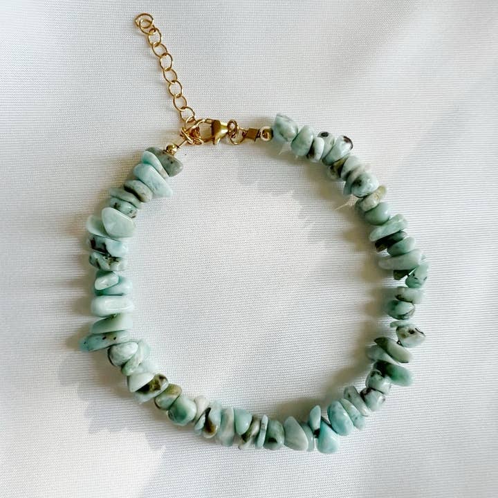 BRC- GF Gold Filled Sanibel Larimar Beaded Bracelet