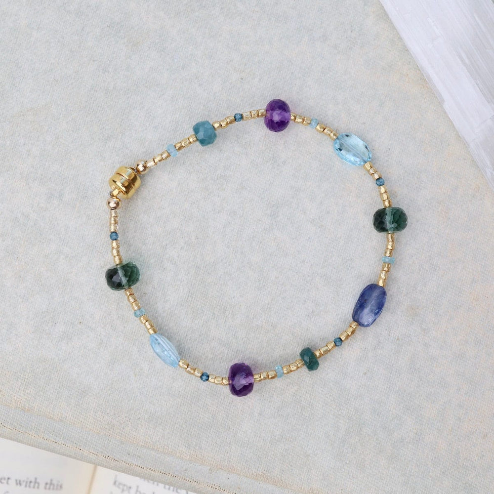 
                      
                        BRC-GF Gold Glass, Amethyst, Grandidierite, Sky Blue Topaz Bracelet
                      
                    