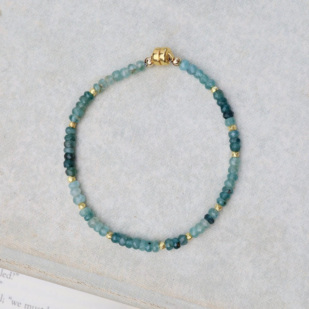 
                      
                        BRC-GF Grandidierite, Dotted With Gold Vermeil Beads Bracelet
                      
                    