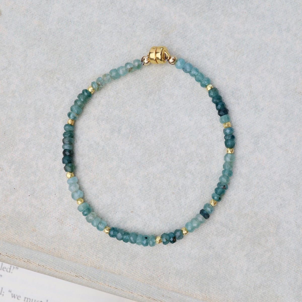 BRC-GF Grandidierite, Dotted With Gold Vermeil Beads Bracelet