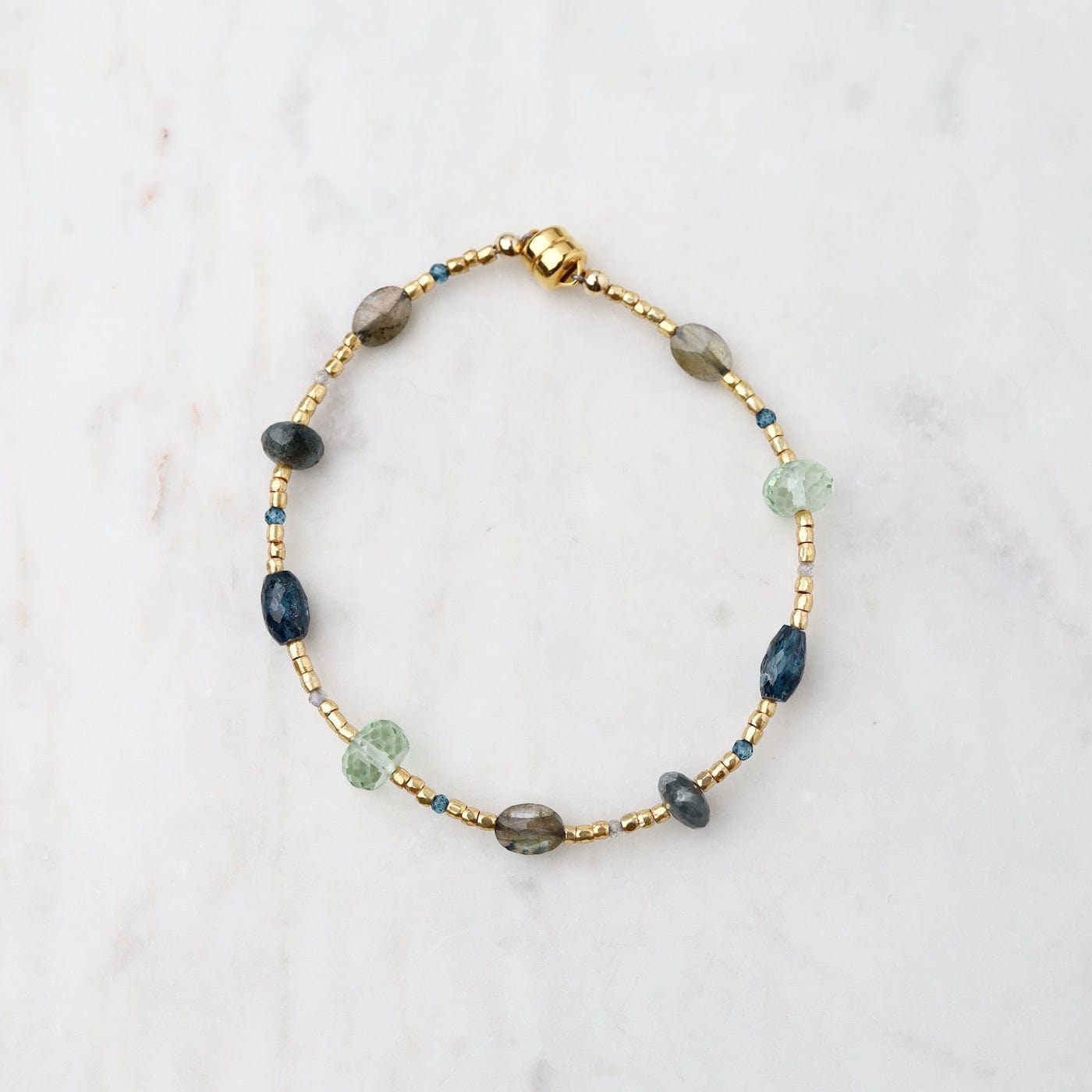 BRC- GF Green and Blue Gold Fill Magnetic Clasp Bracelet