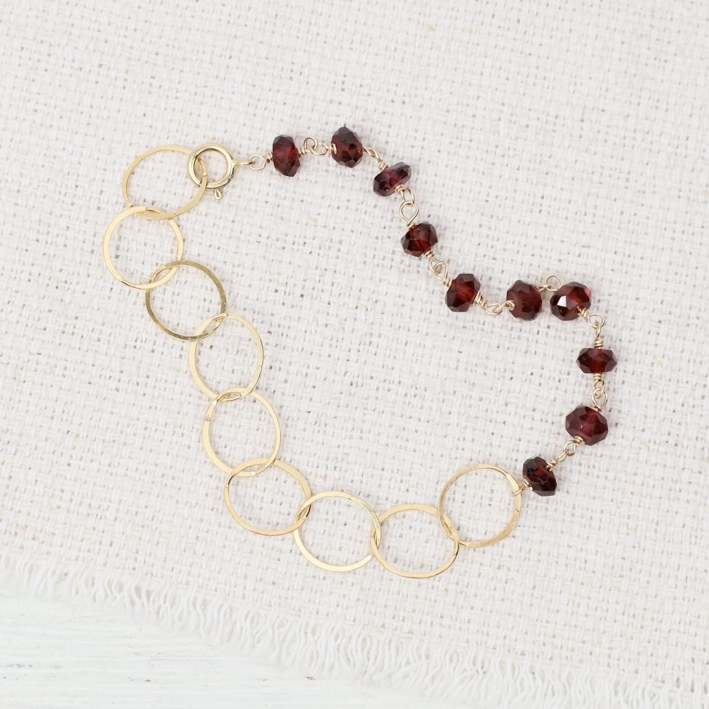 BRC- GF Half and Half Bracelet With  Garnet Rondelles