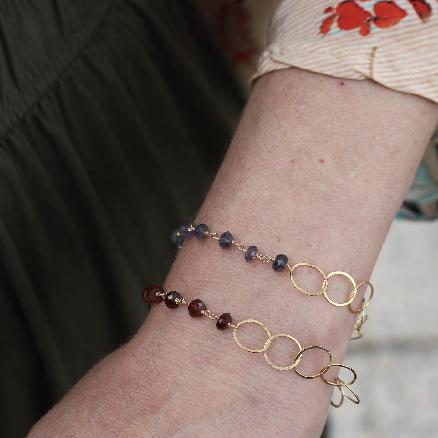 BRC-GF Half and Half Bracelet With Iolite Rondelles