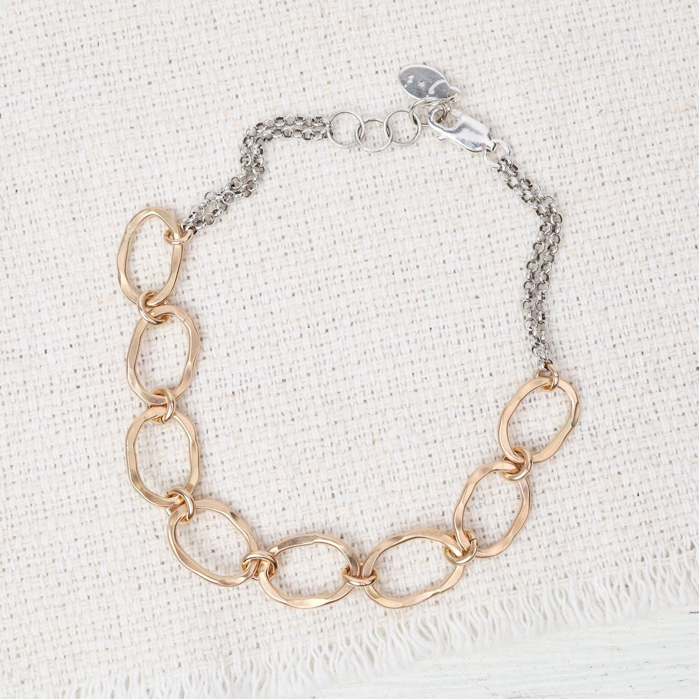 BRC-GF Hammered Golden Link Bracelet