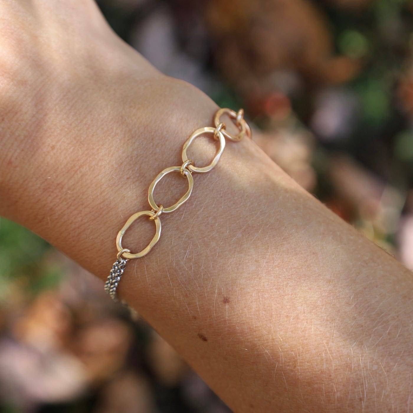 BRC-GF Hammered Golden Link Bracelet