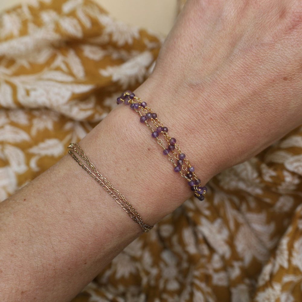 BRC- GF Hand Tied 3 Strand Amethyst Gold Filled Bead Chain
