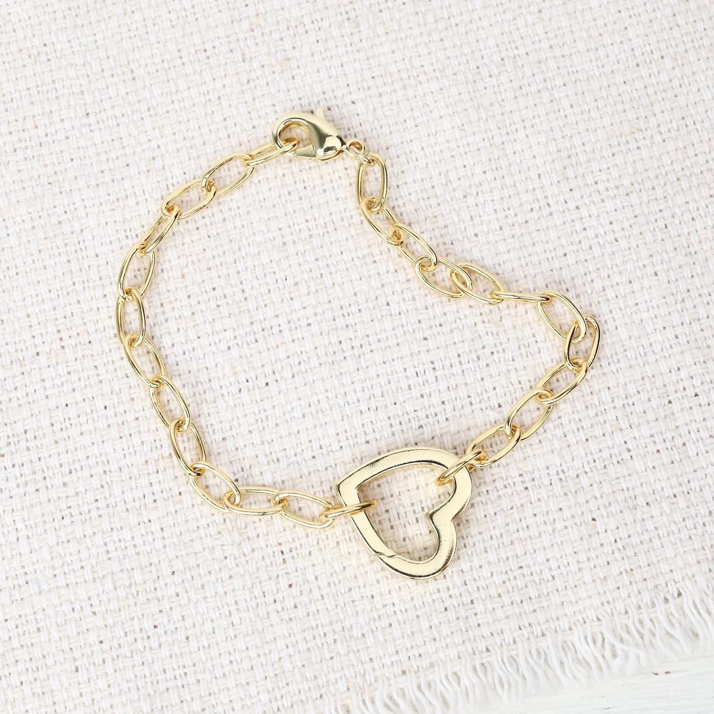 BRC-GF Heart Charm Holder Gold Chain Bracelet