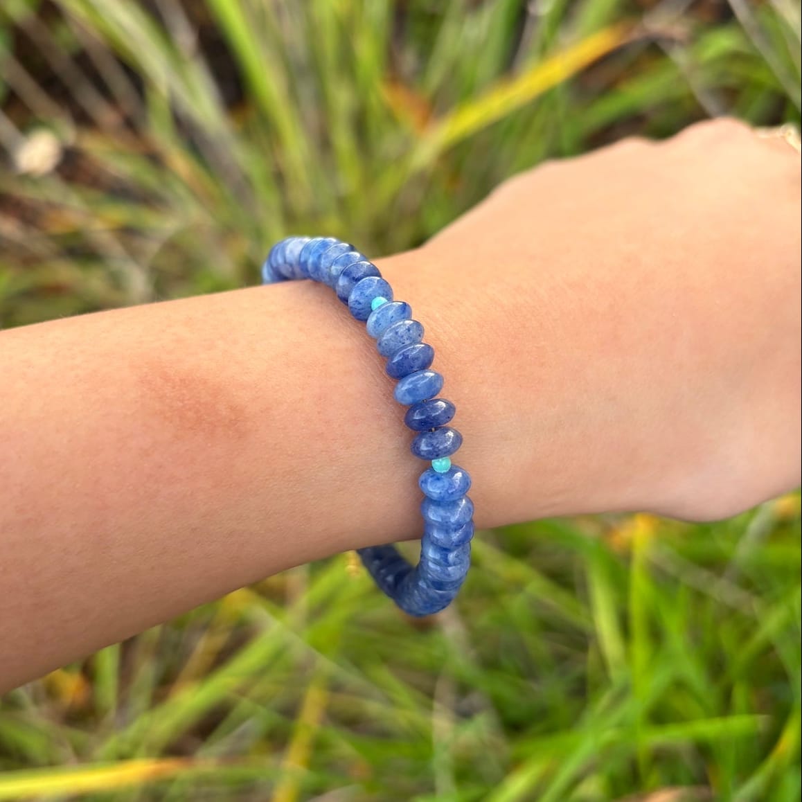 BRC-GF Indigo Blue Aventurine Beaded Gold Filled Bracelet