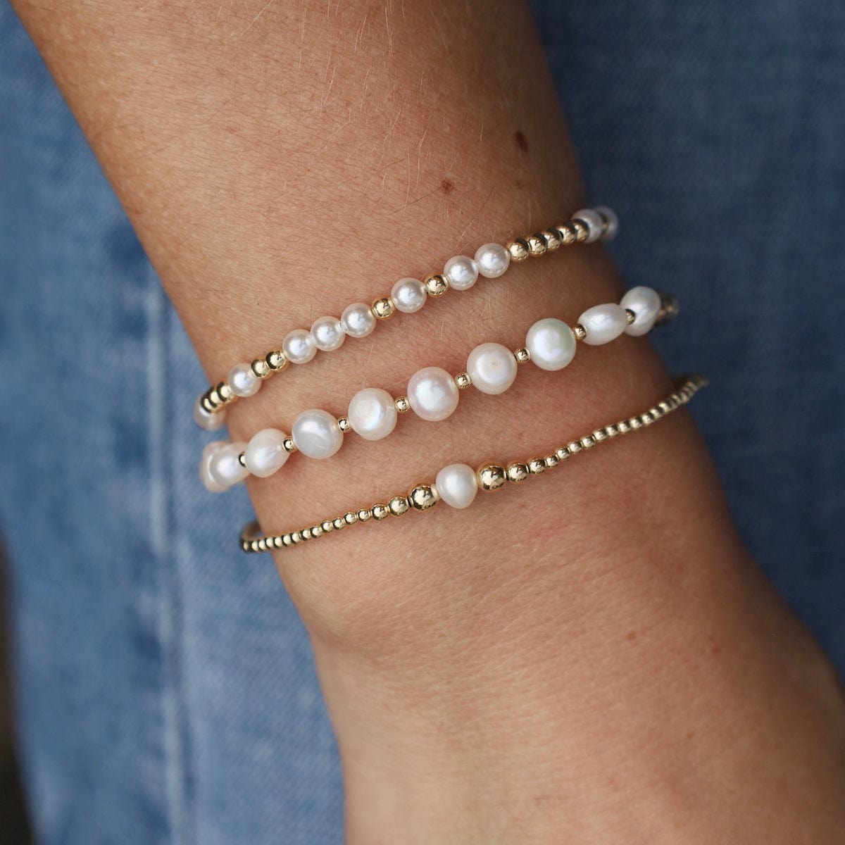BRC-GF Ivy Gold Filled Beaded Bracelet with Pearls