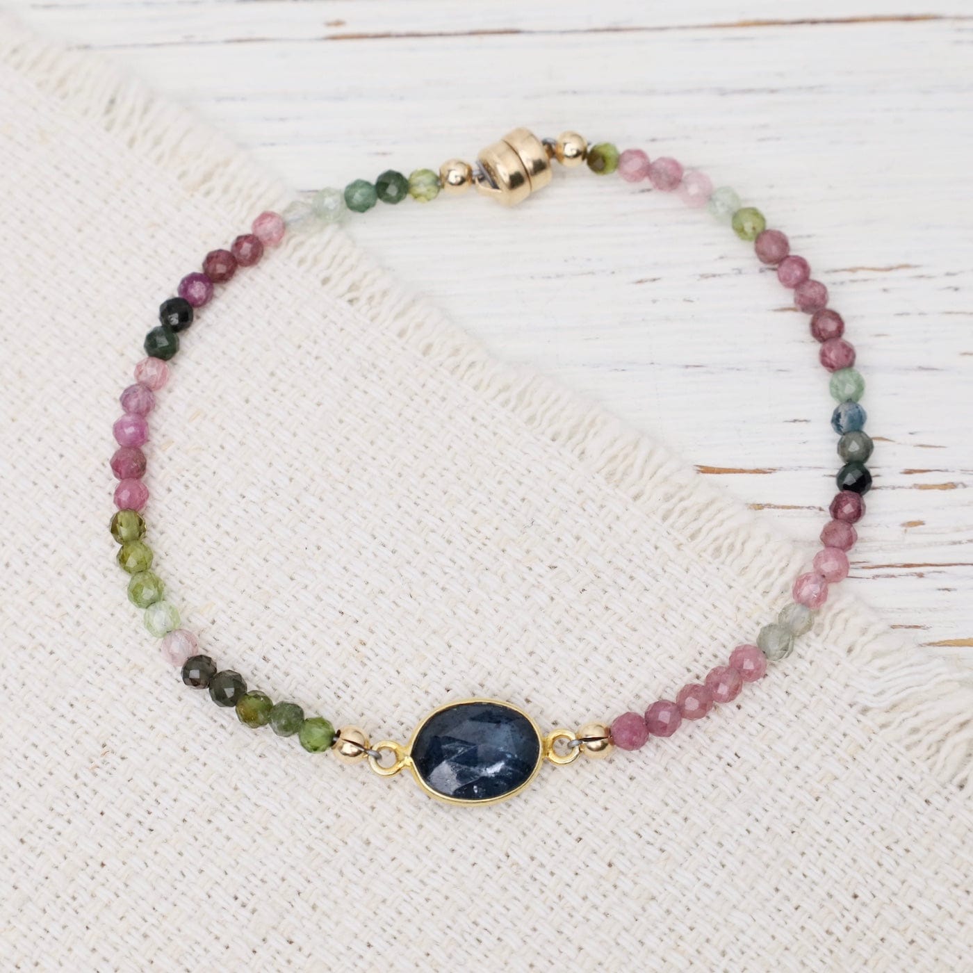 BRC-GF Kyanite Link & Rainbow Tourmaline Bracelet