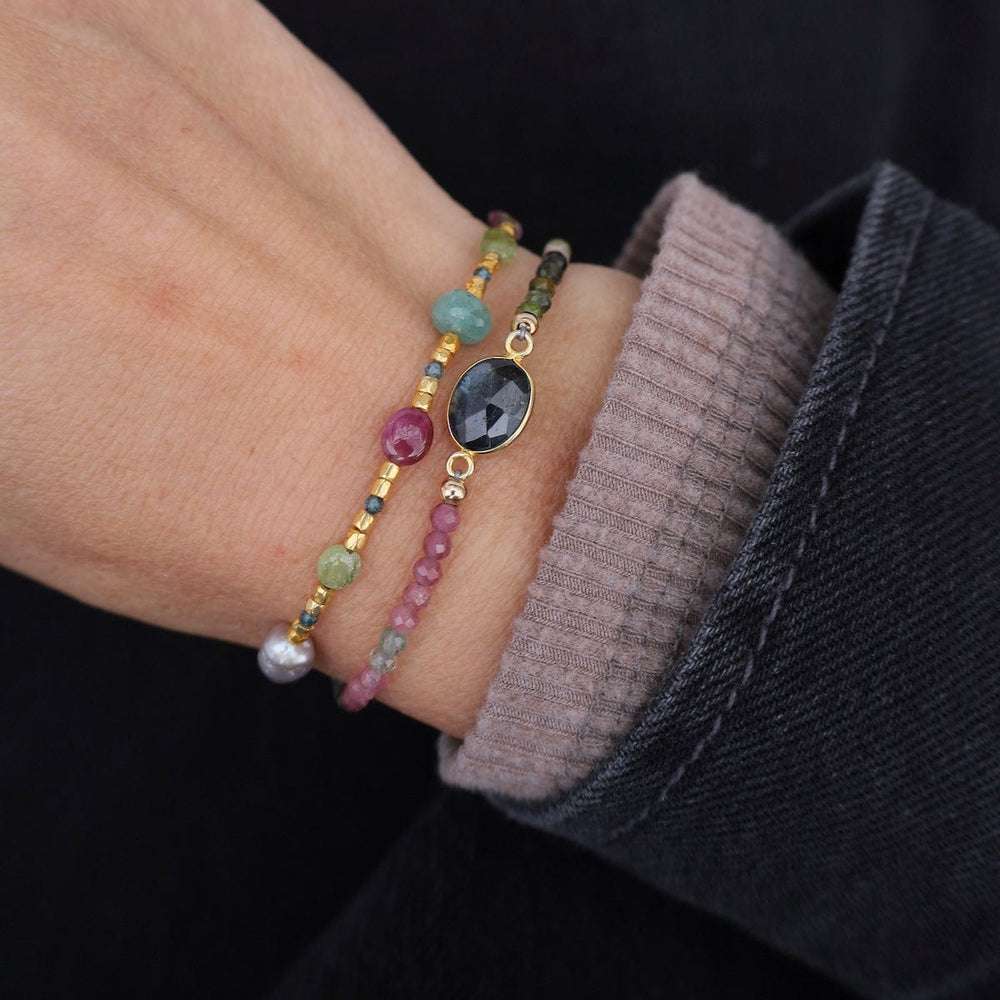 BRC-GF Kyanite Link & Rainbow Tourmaline Bracelet