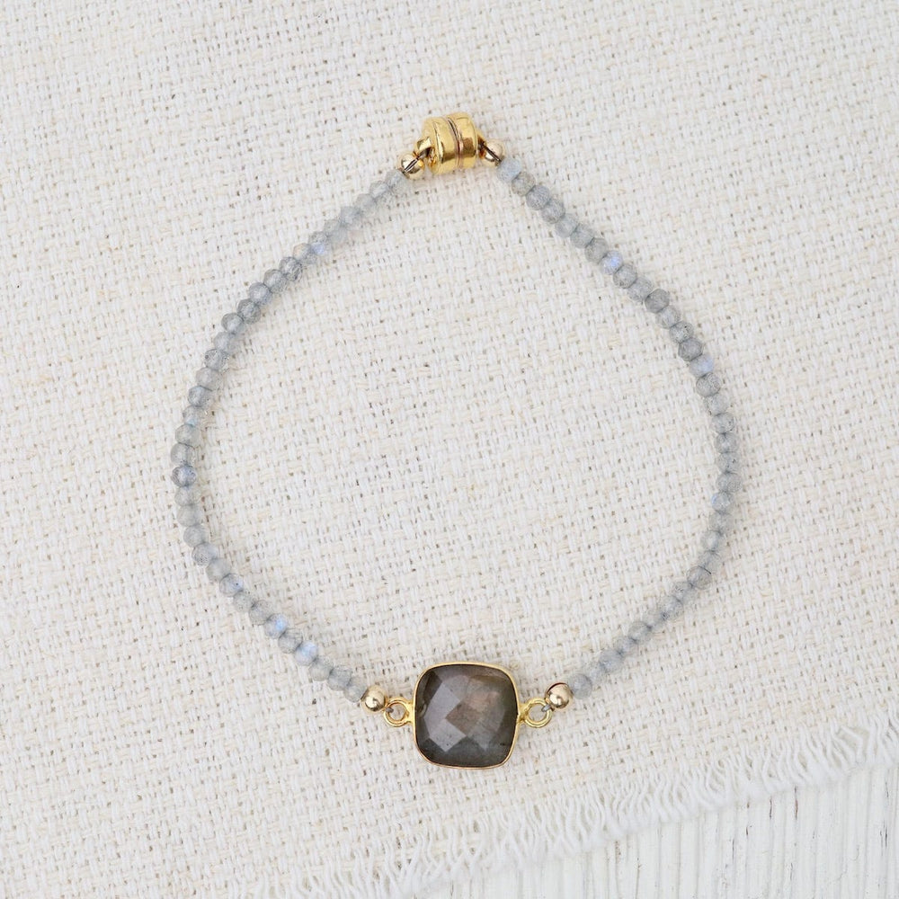 BRC- GF Labradorite Beads with Square Labradorite Link Bra