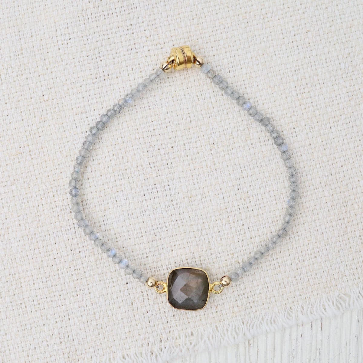 BRC- GF Labradorite Beads with Square Labradorite Link Bra