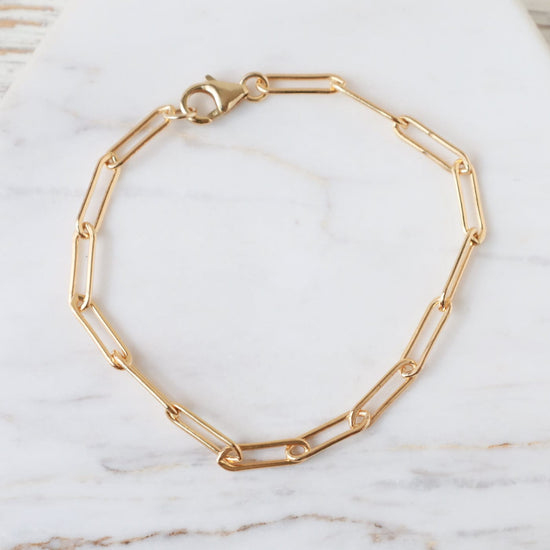 BRC-GF Large Link Gold Filled Flat Drawn Cable Chain Bracelet