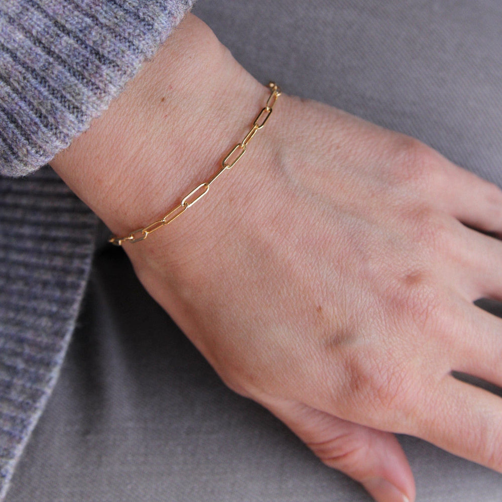 BRC-GF Medium Link Gold Filled Paperclip Chain Bracelet