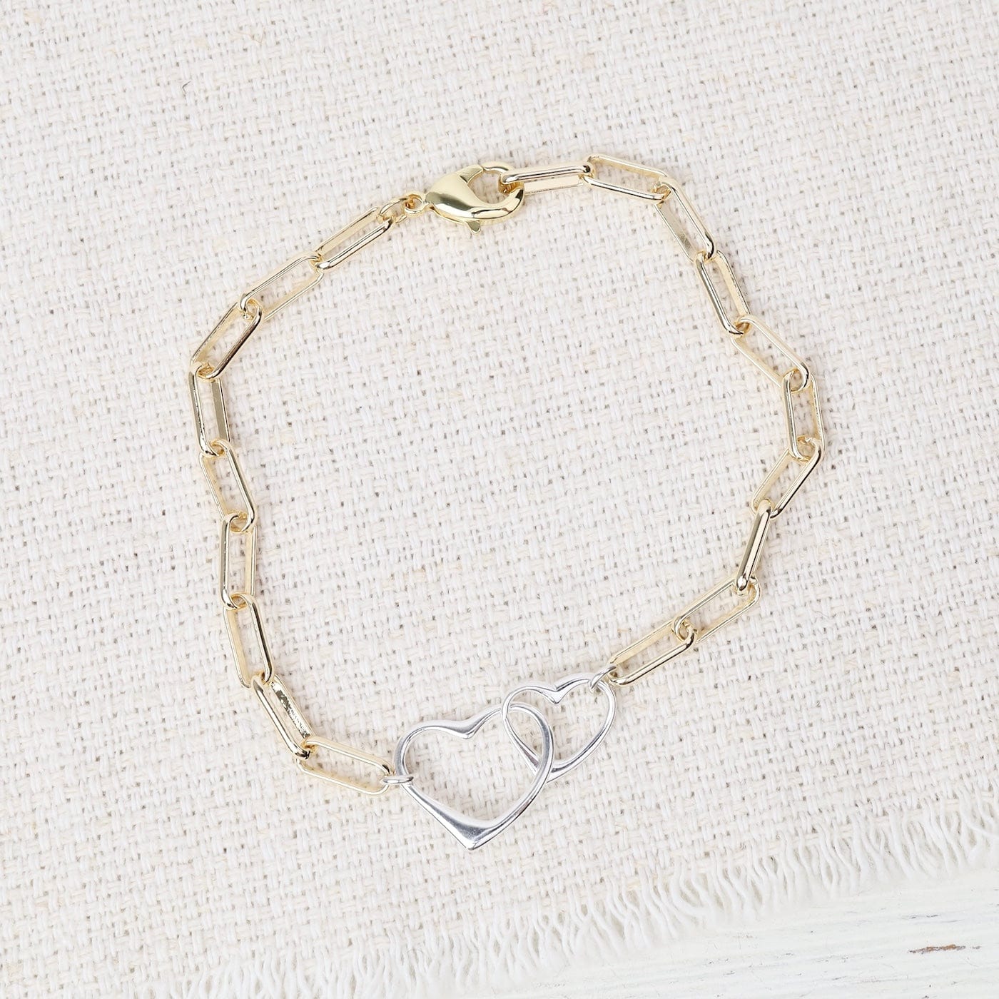 BRC-GF Mixed Metal Locking Hearts Bracelet
