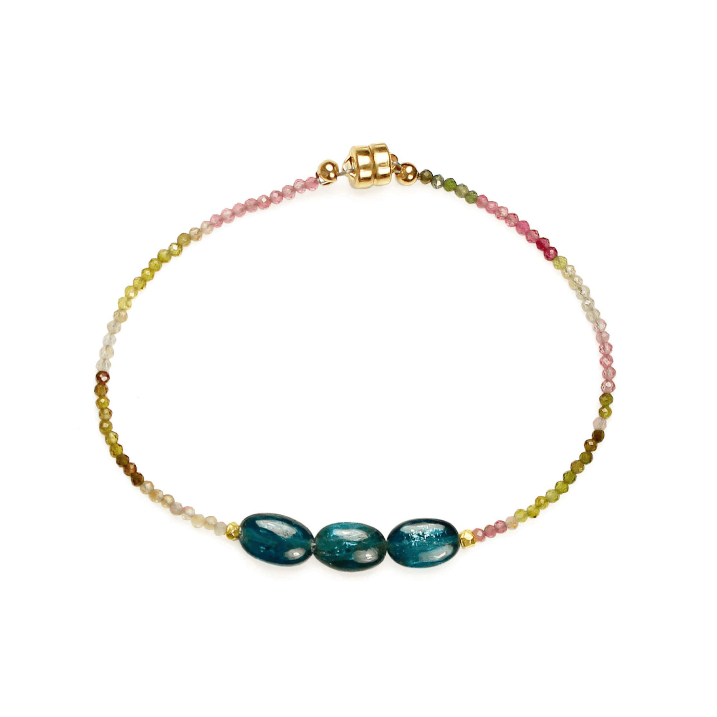 BRC-GF Multi Tourmaline with 3 Oval Kyantite Bracelet