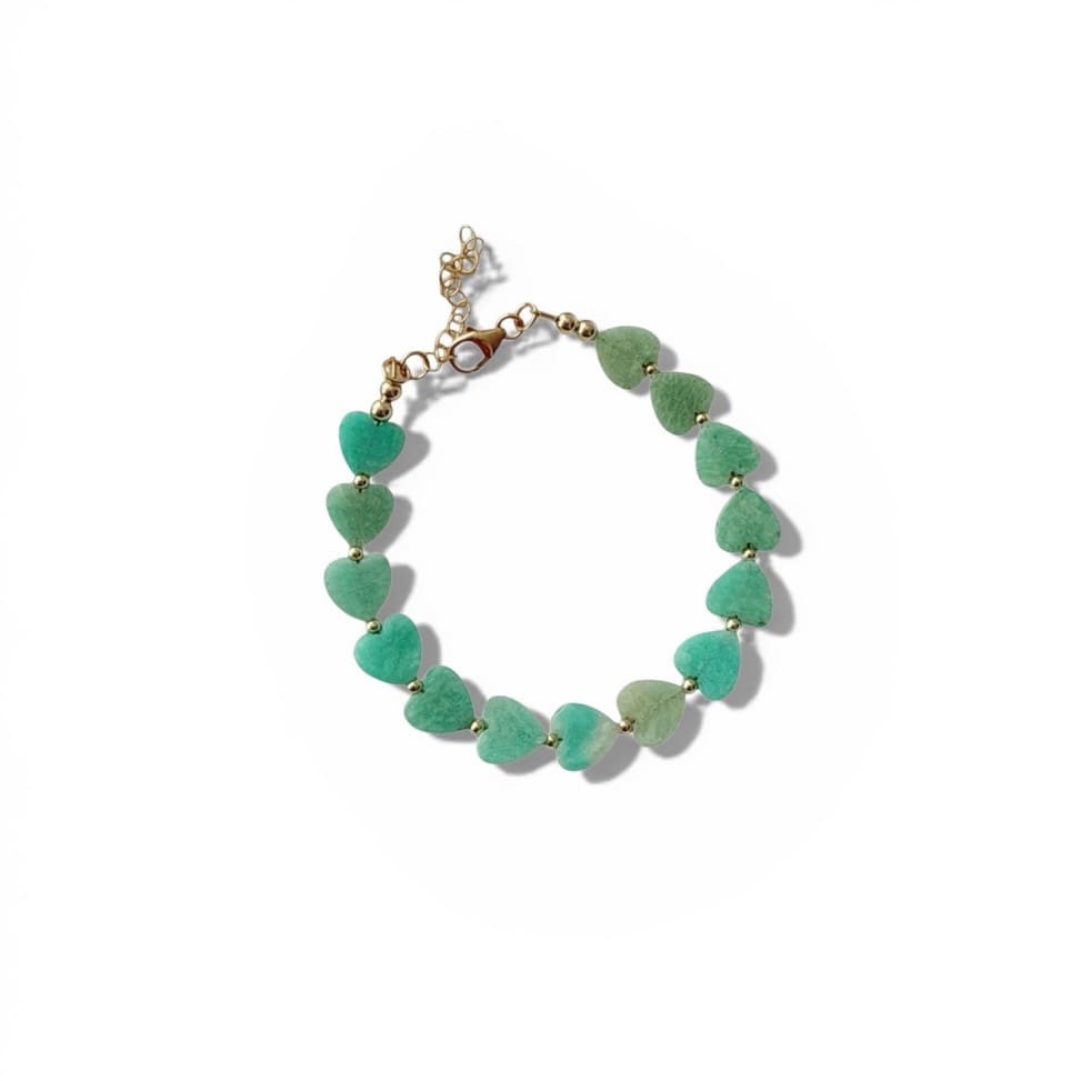 BRC-GF Paloma Amazonite Heart Gold Filled Beaded Bracelet