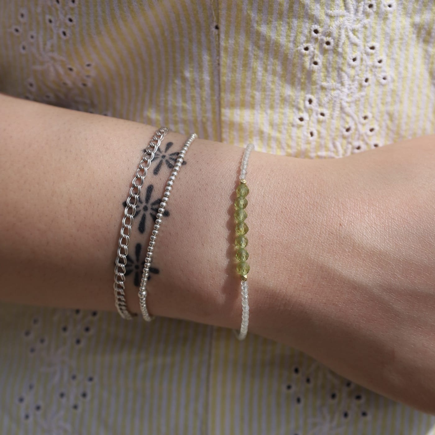 BRC-GF Peridot Center & Prehnite Bracelet