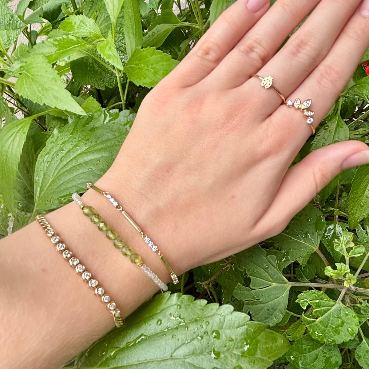 BRC-GF Peridot Center & Prehnite Bracelet