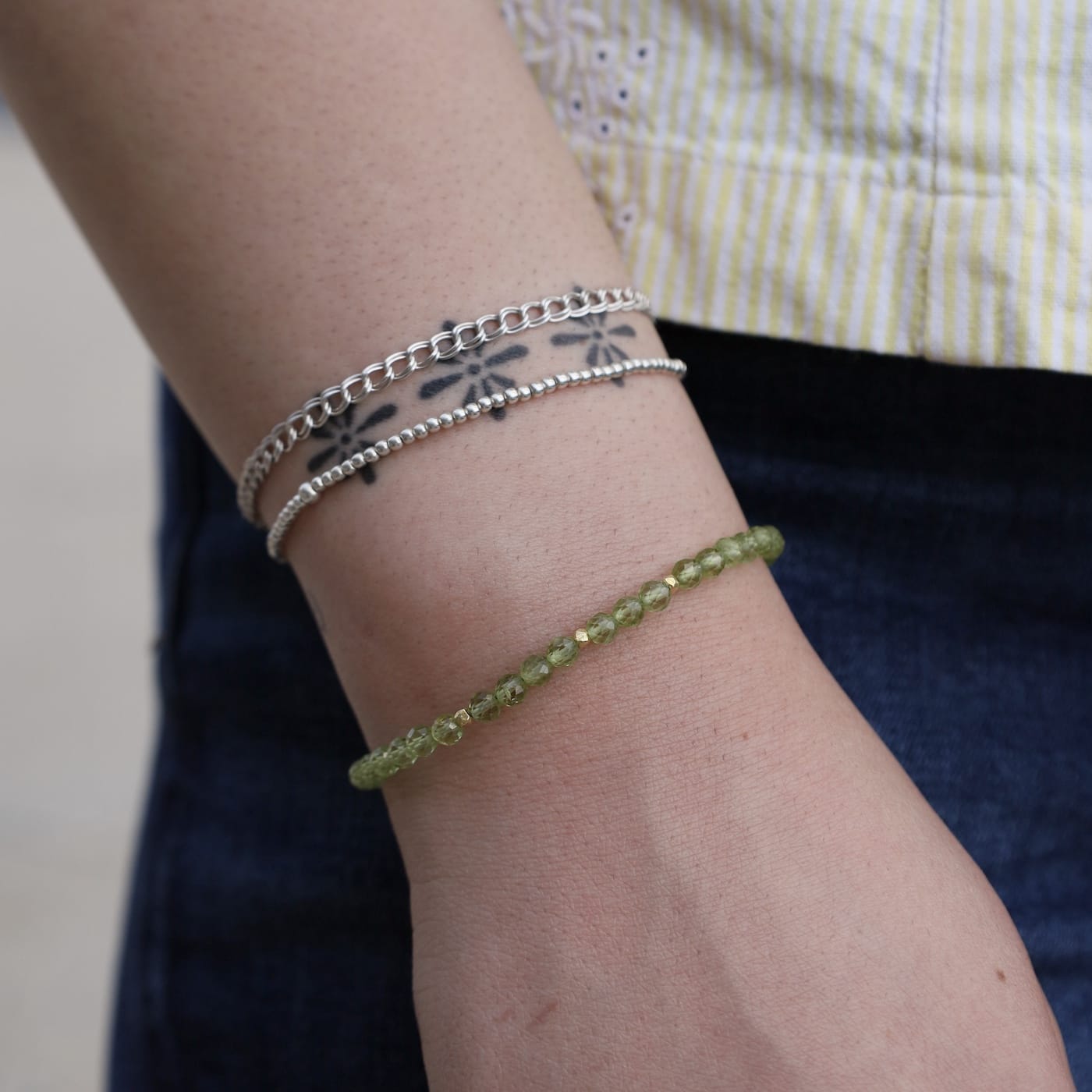 BRC-GF Peridot & Gold Vermeil Beads Bracelet