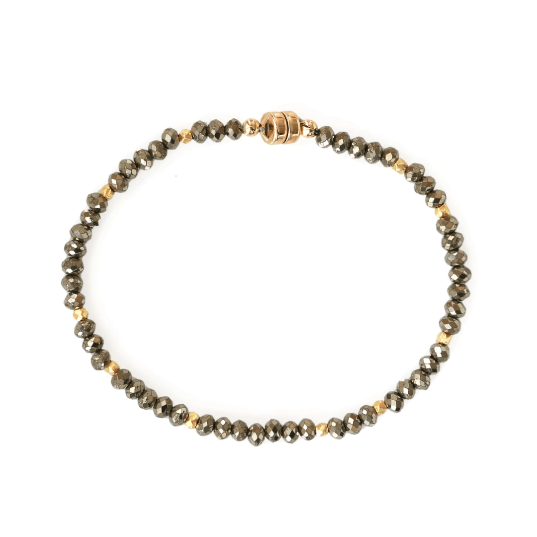 BRC- GF Pyrite with Gold Vermeil Beads Bracelet