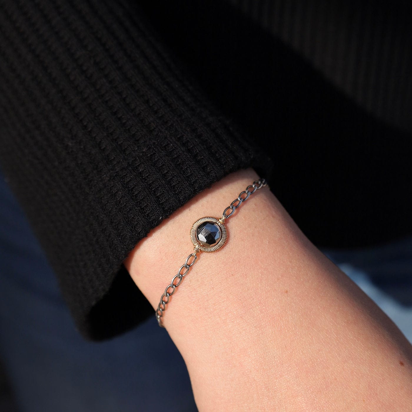 BRC-GF Silver & Gold Filled Bracelet with Pyrite Center