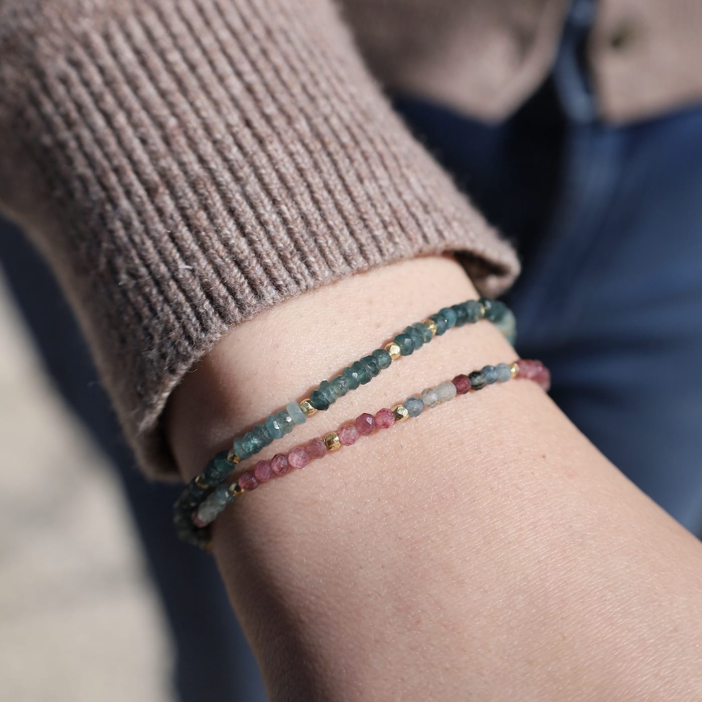 BRC-GF Single Strand Multi Tourmaline Magnetic Clasp Bracelet