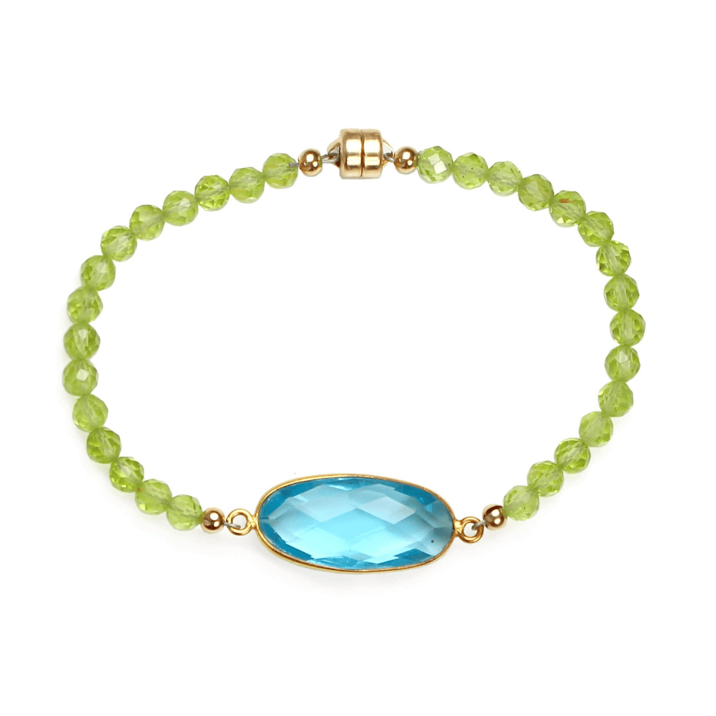 BRC-GF Swiss Blue Quartz Oval Bezel Link Bracelet