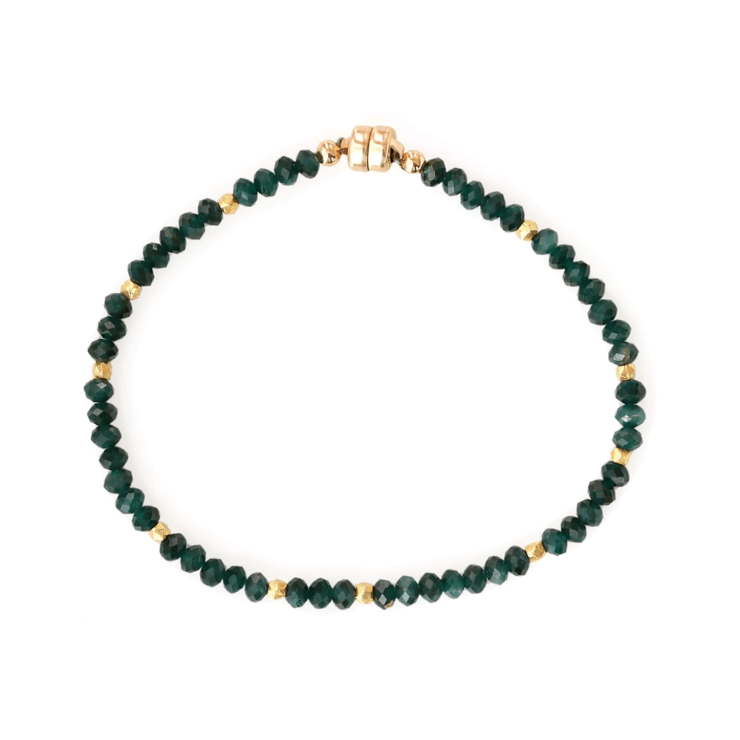 BRC- GF Teal Gradidierite with Gold Vermeil Beads Bracelet