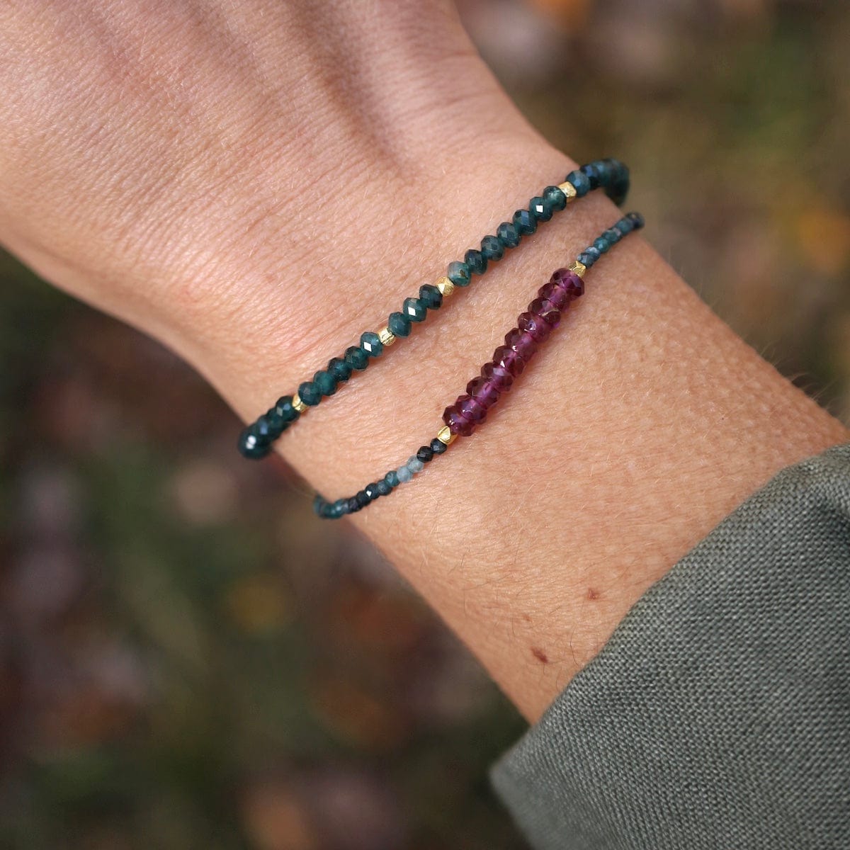 BRC- GF Teal Gradidierite with Gold Vermeil Beads Bracelet