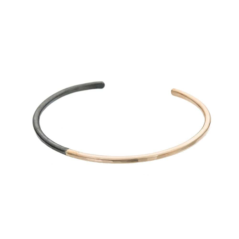 BRC-GF Thick Black & Gold Gibbous Cuff Bracelet