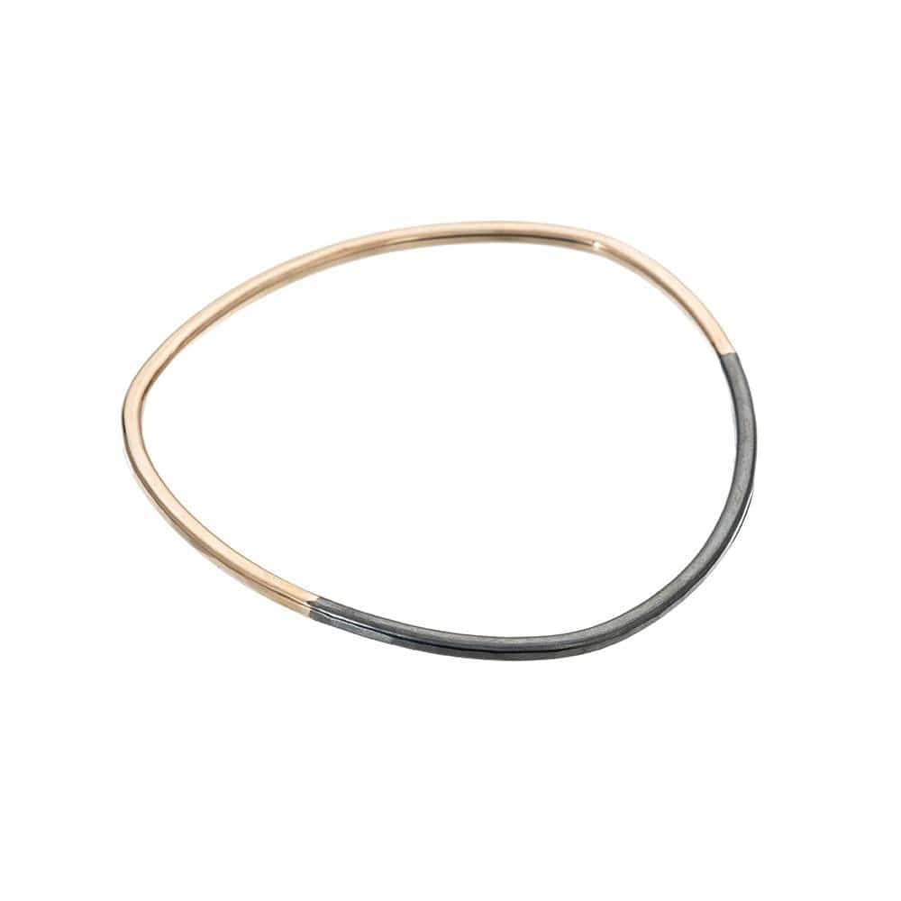 BRC-GF Thick Black & Gold Individual Bangle Bracelet