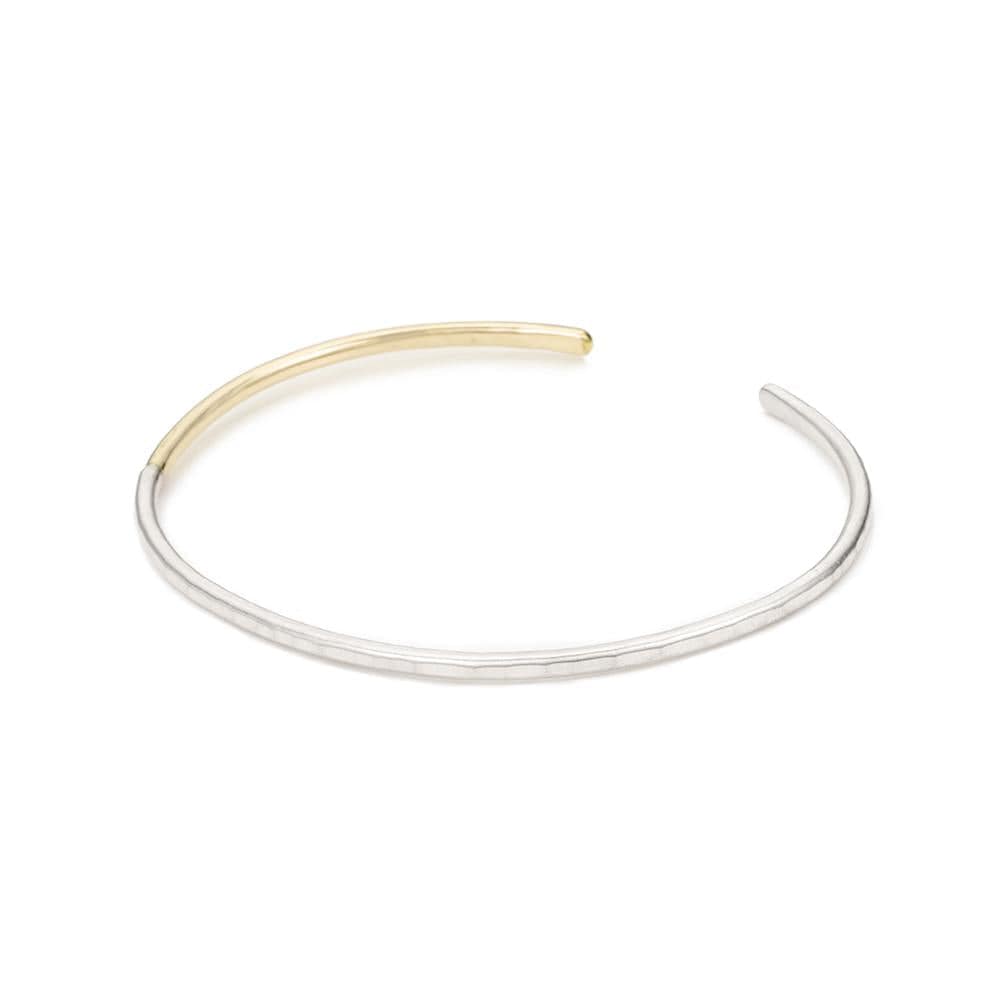 BRC-GF Thick Silver & Gold Gibbous Cuff Bracelet