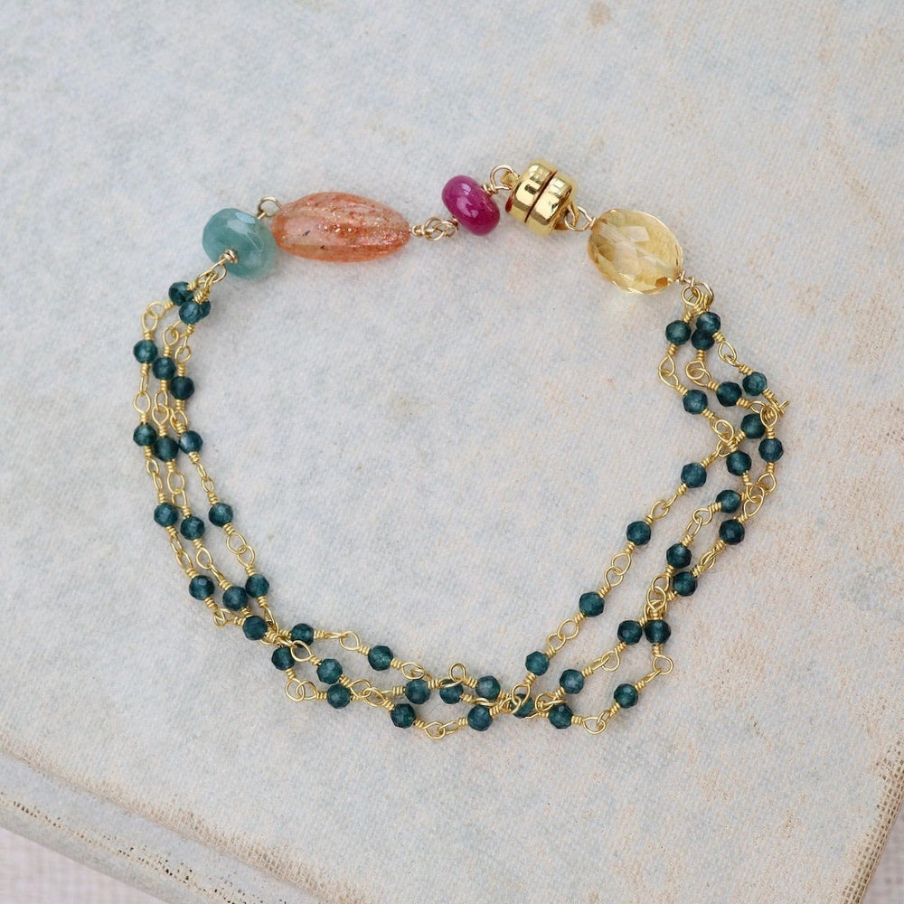 BRC-GF Three Strand Bracelet of Ruby, Citrine, Grandiederite