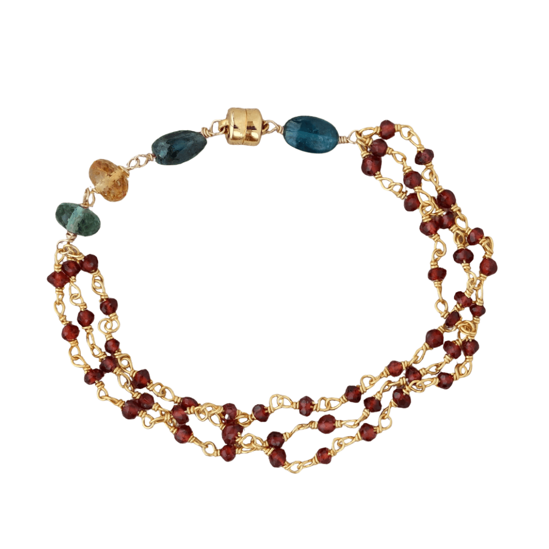 BRC- GF Triple Strand Garnet Bracelet