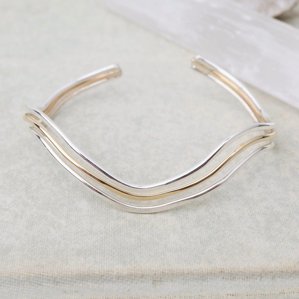 
                      
                        BRC-GF Triple Wave Bracelet Two Tone Gold Filled & Sterling Silver
                      
                    