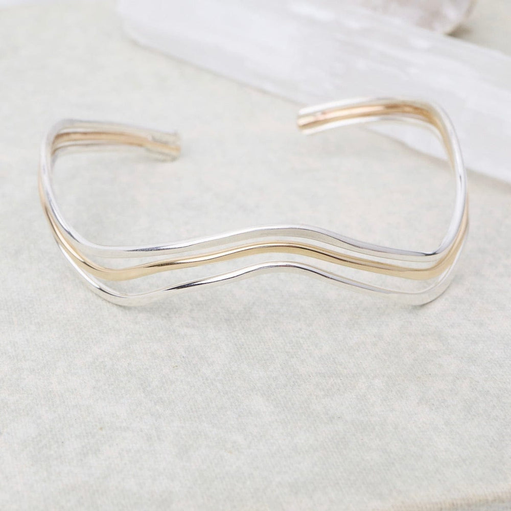 
                      
                        BRC-GF Triple Wave Bracelet Two Tone Gold Filled & Sterling Silver
                      
                    