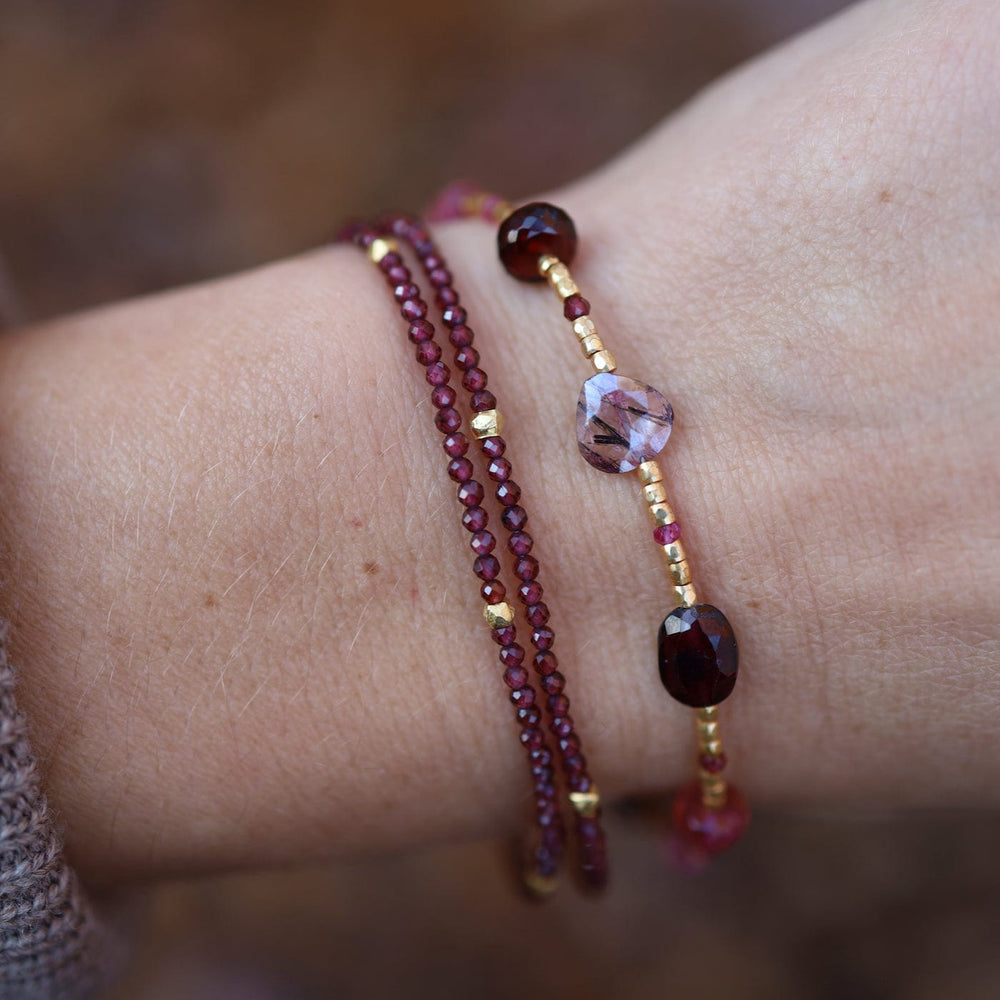 BRC- GF Two Strand Red Garnet Bracelet