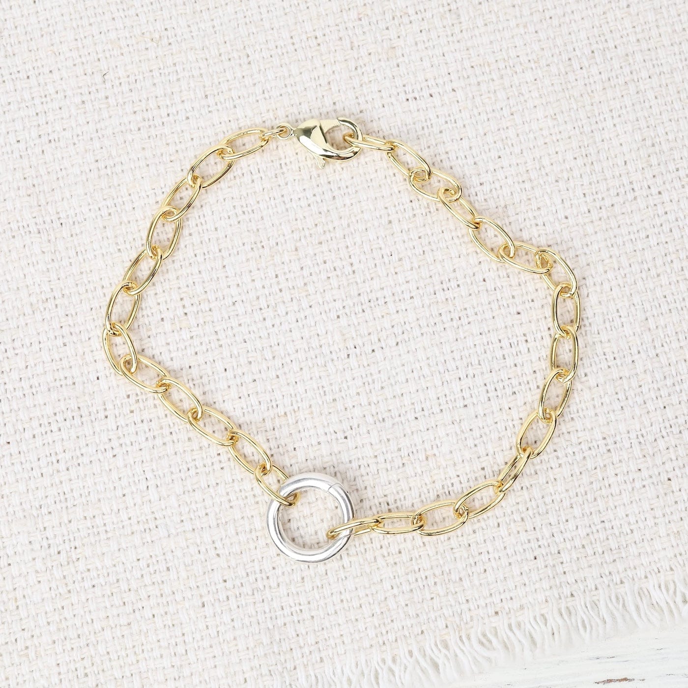 BRC-GF Two Tone Charm Holder Gold Chain Bracelet