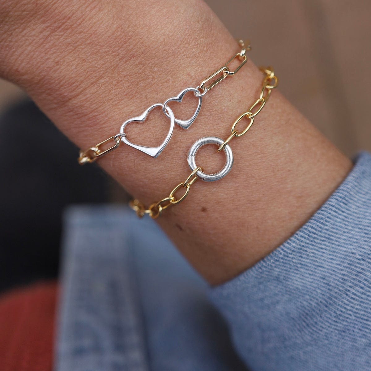 BRC-GF Two Tone Charm Holder Gold Chain Bracelet