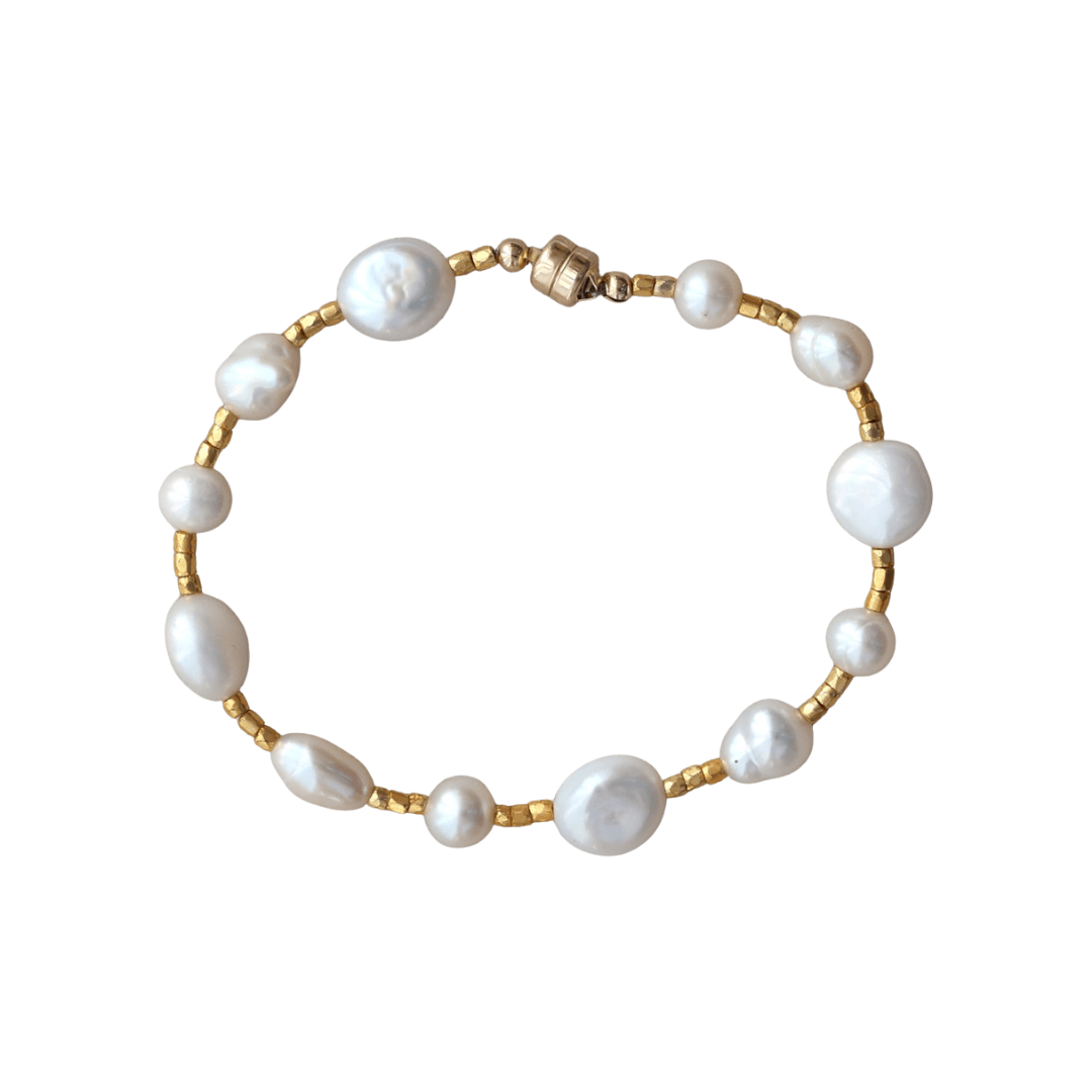 BRC-GF White Pearl and Glass Bracelet