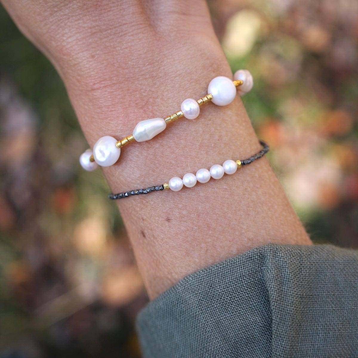BRC-GF White Pearl and Glass Bracelet