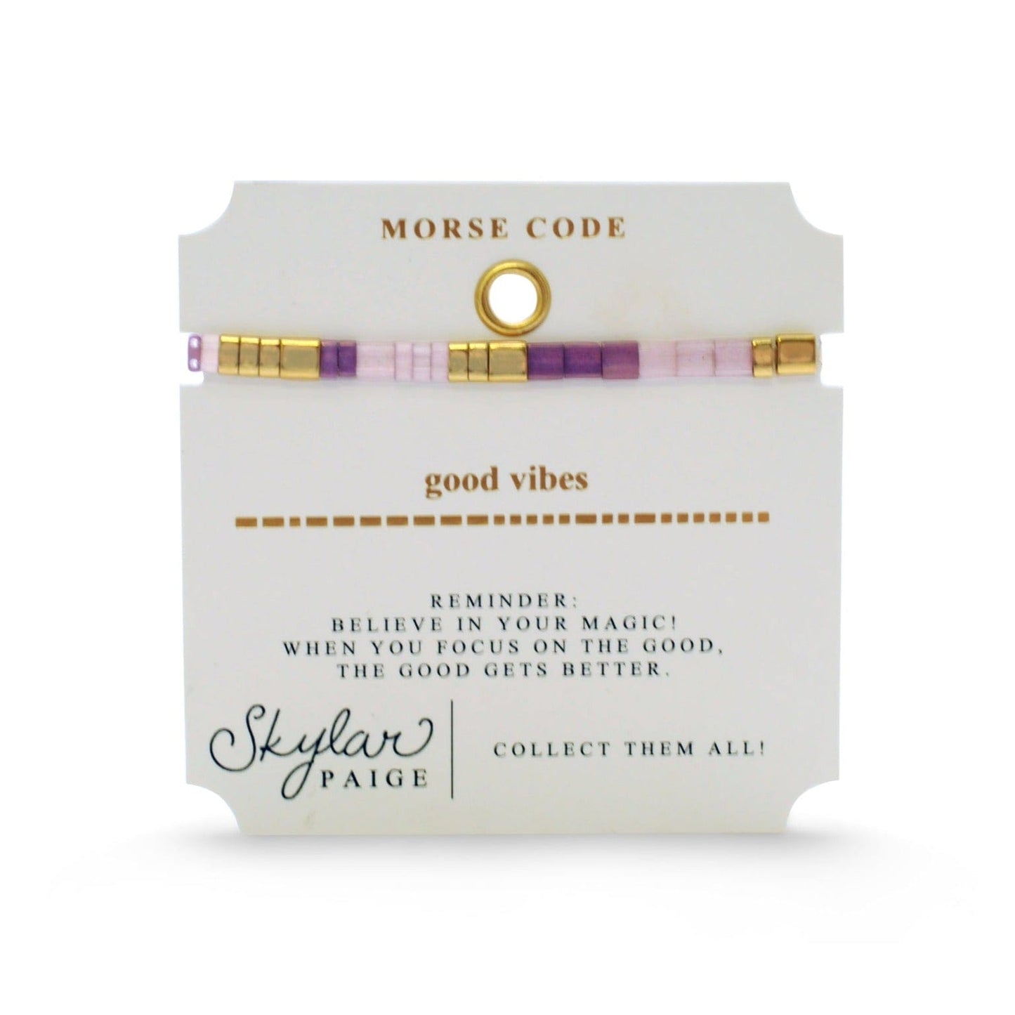 BRC Good Vibes - Morse Code Tila Beaded Bracelet
