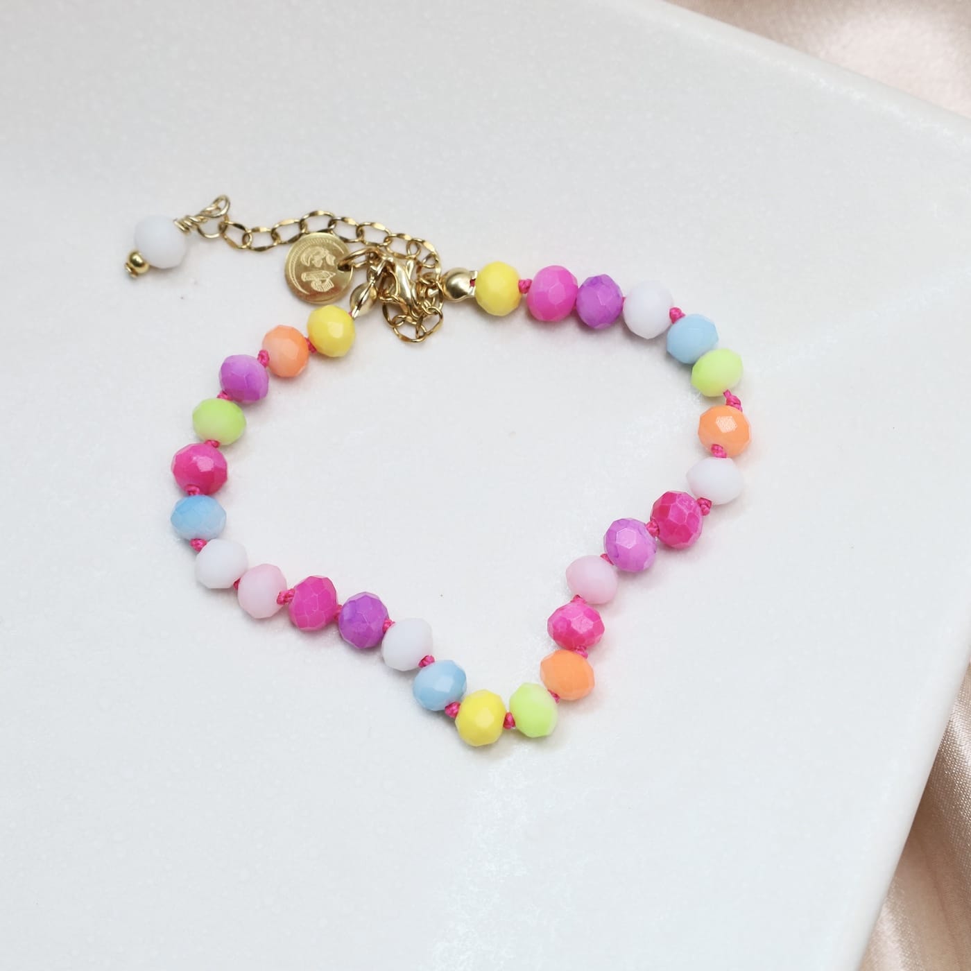 BRC-GPL Barb Mixed Neon Crystal Beaded Hand-Knotted Bracel