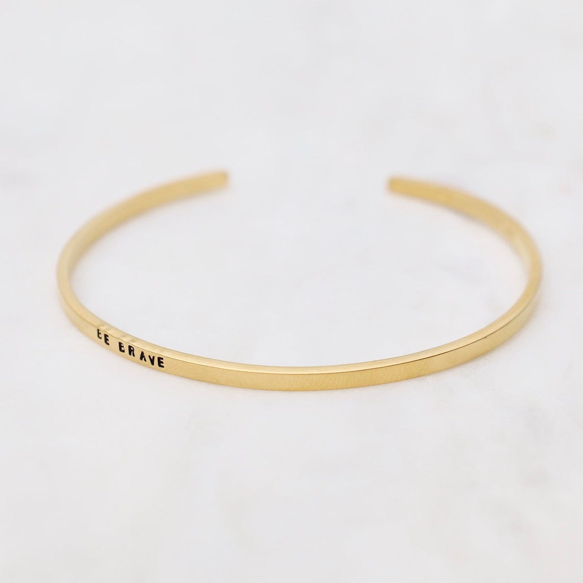 BRC-GPL Be Brave Stamped Gold Plated Cuff Bracelet